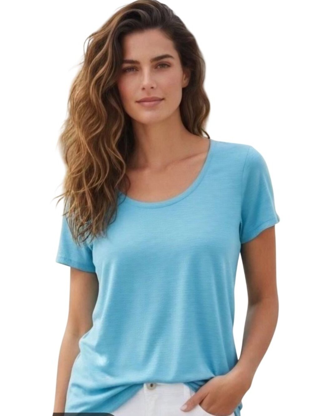 Lilly Pulitzer Teal Sustainable Supima Cotton Classic Scoop Neck Tee Size S